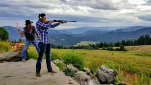 Guests shooting guns at Bull Hill Ranch