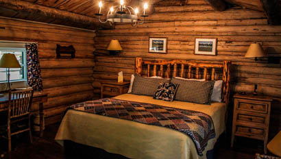 Cabin bedroom at CM Ranch