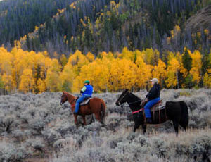 Trail ride during fall at Medicine Bow Lodge