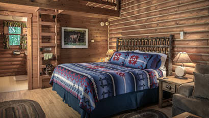 Lodge bedroom at Hideout Lodge Ranch