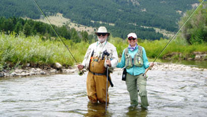 Upper Canyon two adults fishing in a creek