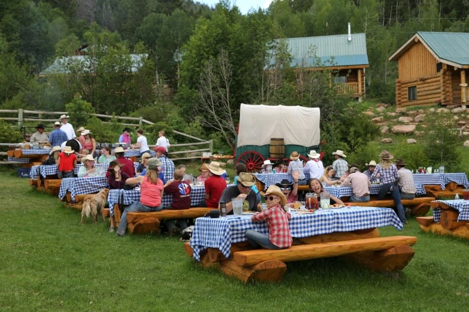 outdoor picnic at a dude ranch