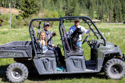Family in side by side ATV