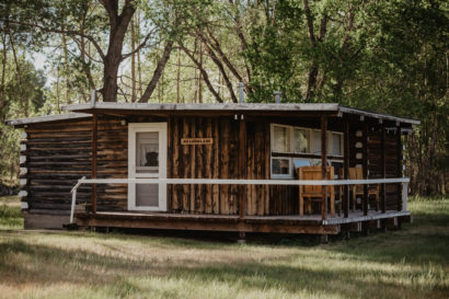 Log cabin at Circle Bar Ranch