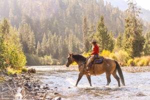 Shoshone Lodge single rider in river