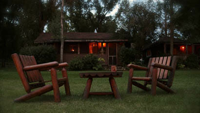 Lawn outside of a cabin at Bar Lazy J Ranch