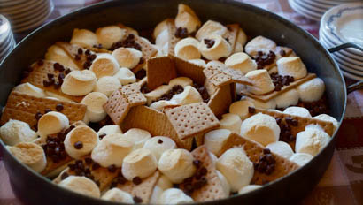 Pan of smores at Bar Lazy J Ranch