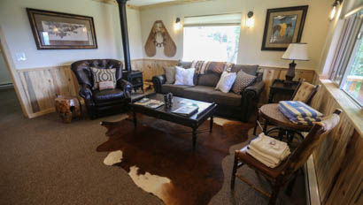 Cabin living room at Black Mountain Ranch