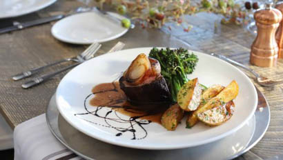 Plate of gourmet food at C Lazy U Ranch