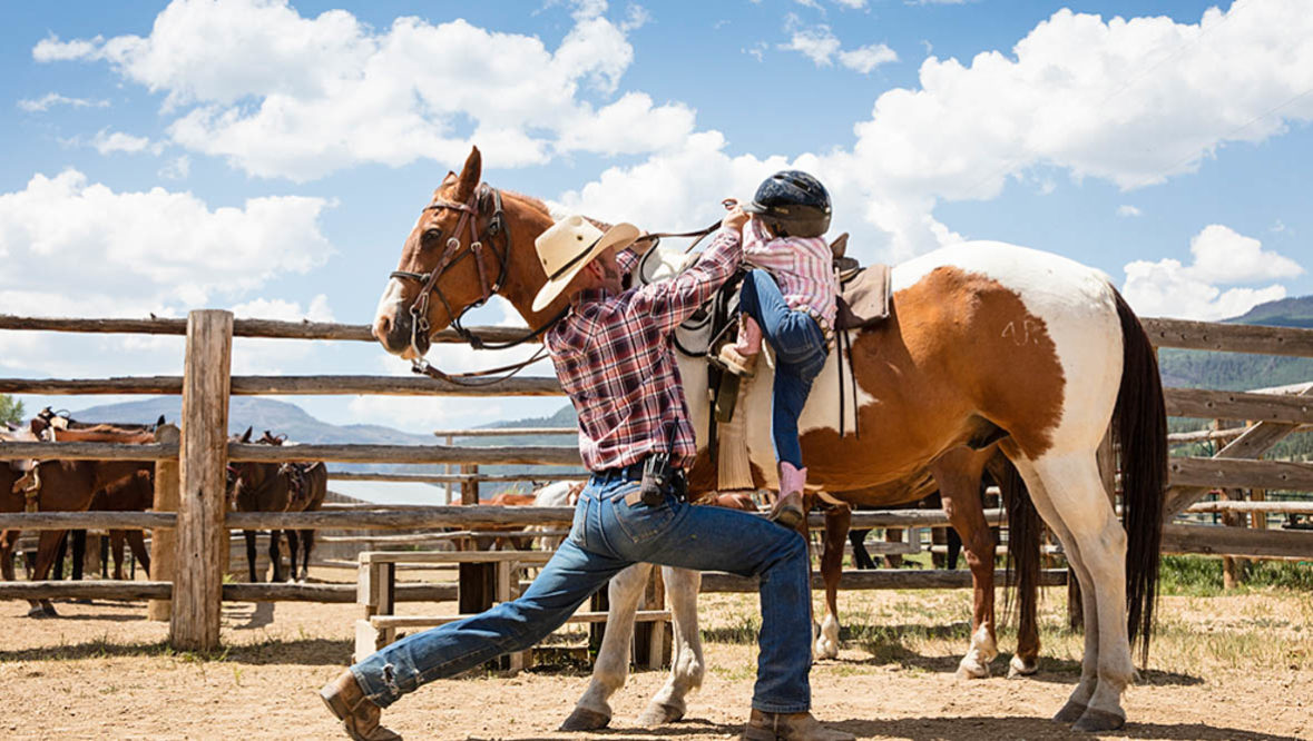 Child horseback riding at 4UR Ranch