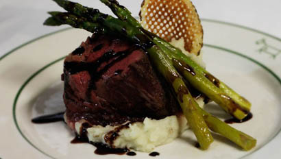 Steak and potato dinner at Eaton's Ranch