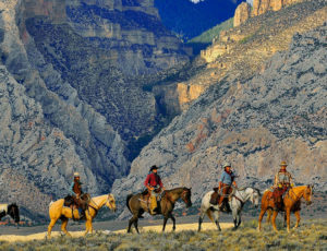 Trail ride at sunset at Hideout Lodge Ranch