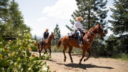 riders on a trail at The Greenhorn Ranch