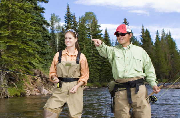 fly fishing at a dude ranch
